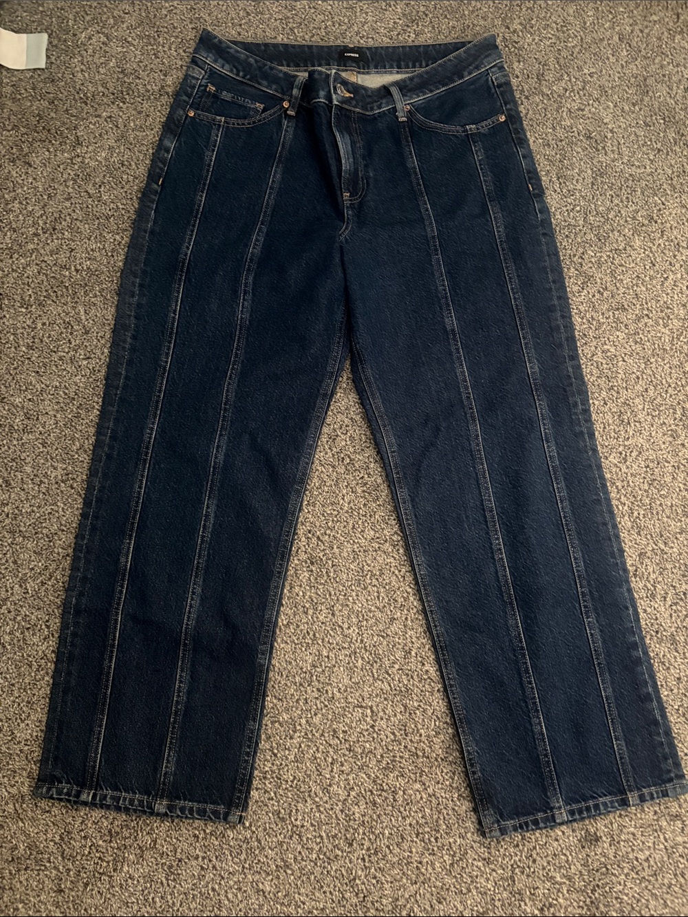 Express Women's Dark Blue Relaxed Paneled Jeans